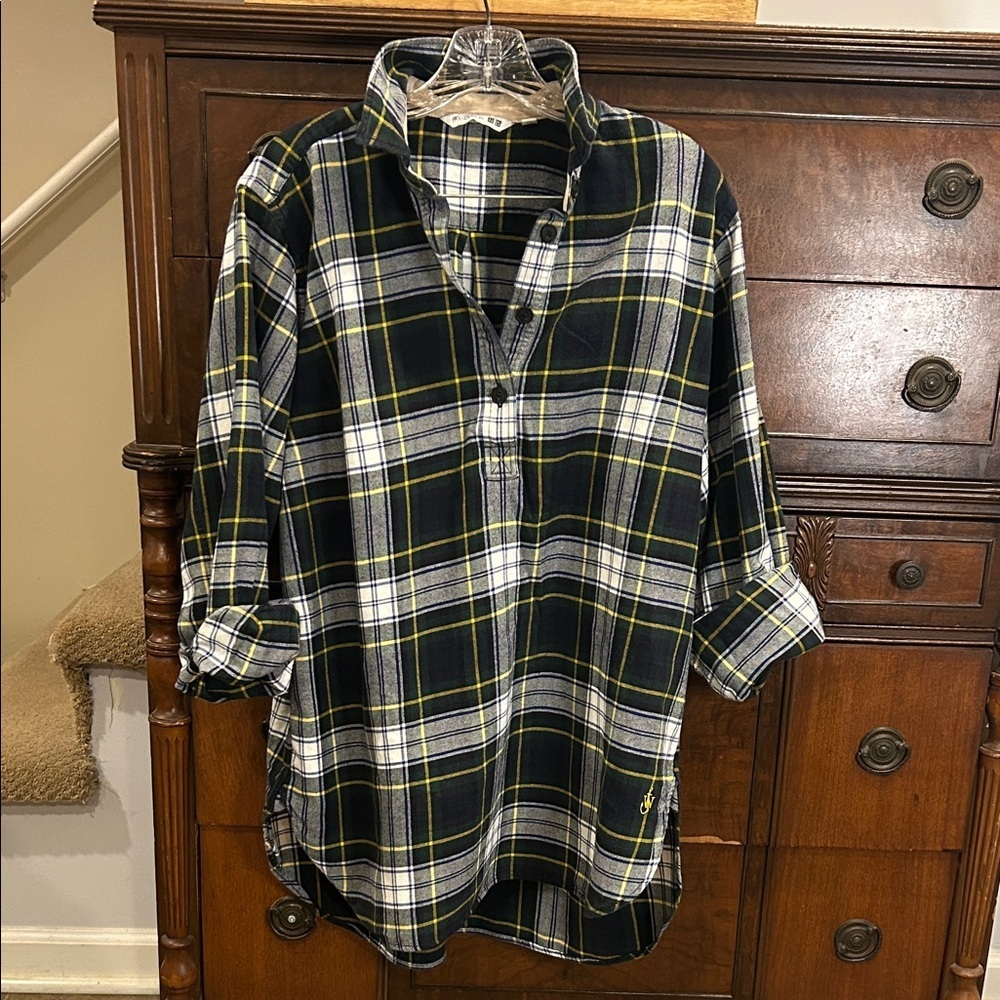 JW ANDERSON UNIQLO Western Half Button Plaid Flannel Shirt Mens Size M